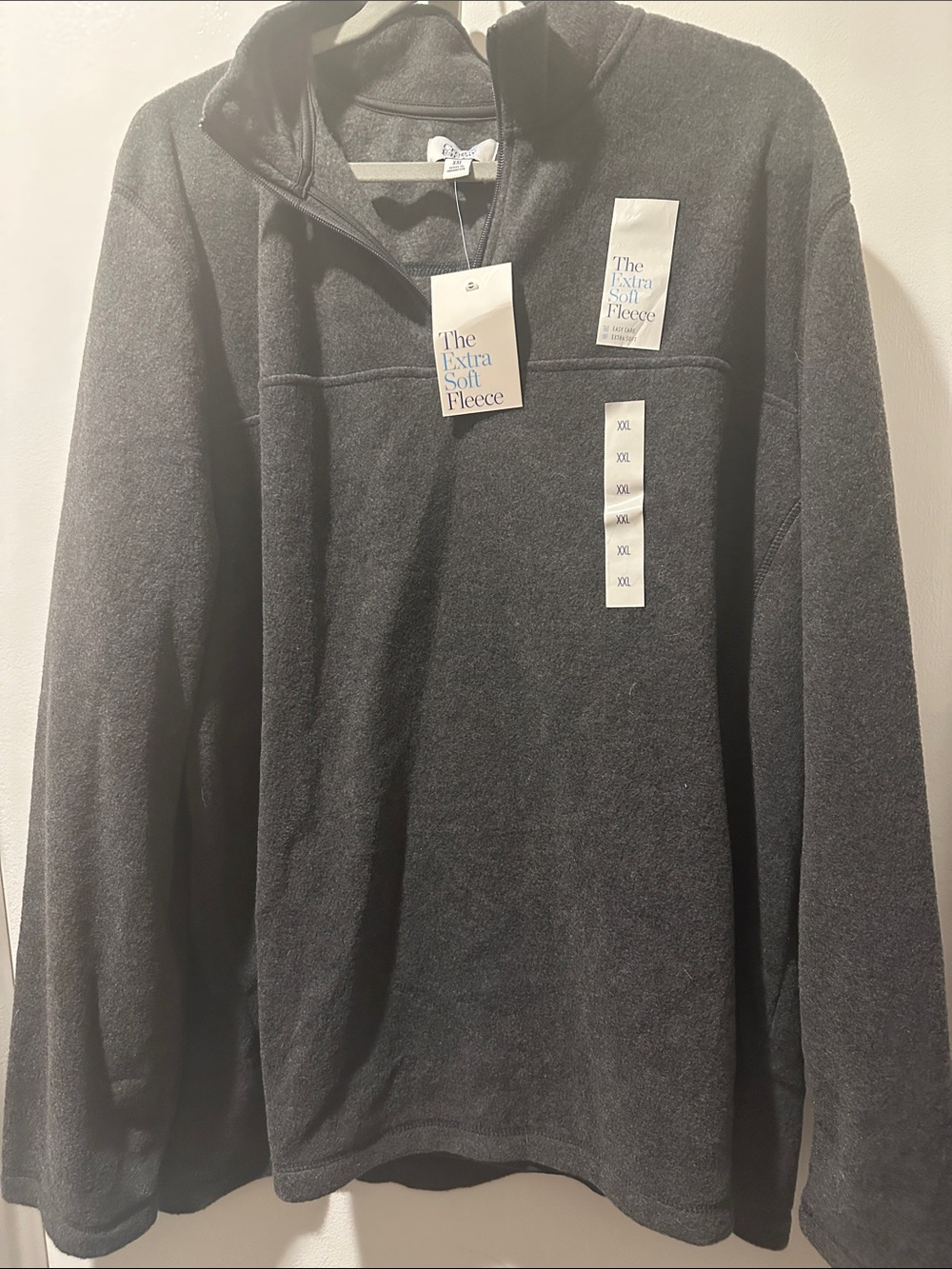 Men's Charcoal Quarter-Zip Fleece Sweater - Extra Soft 2xl